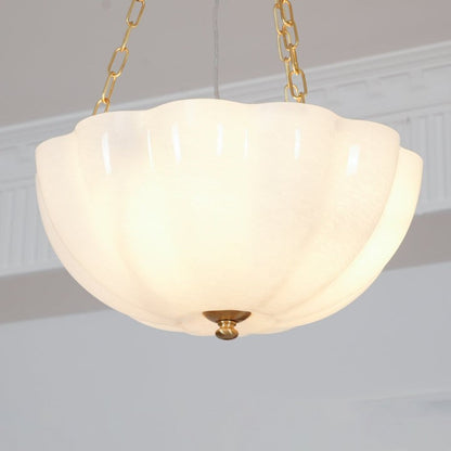 Art Deco Gold Iron & Glass 3-Light Chandelier