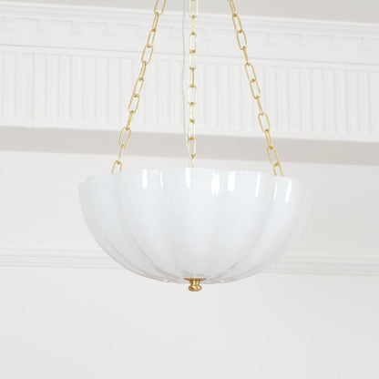 Art Deco Gold Iron & Glass 3-Light Chandelier