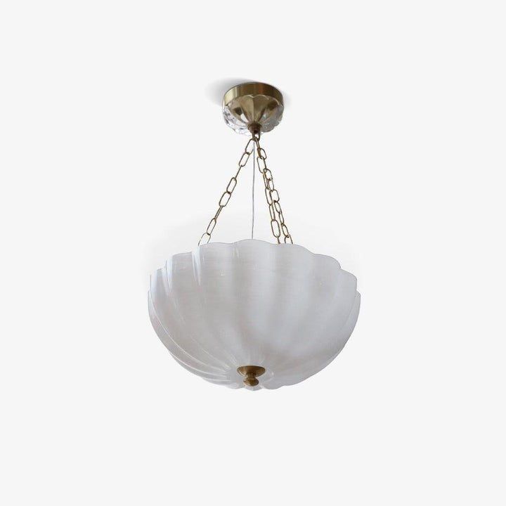 Art Deco Gold Iron & Glass 3-Light Chandelier