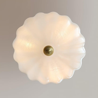 Art Deco Gold Iron & Glass 3-Light Chandelier