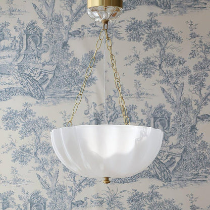 Art Deco Gold Iron & Glass 3-Light Chandelier