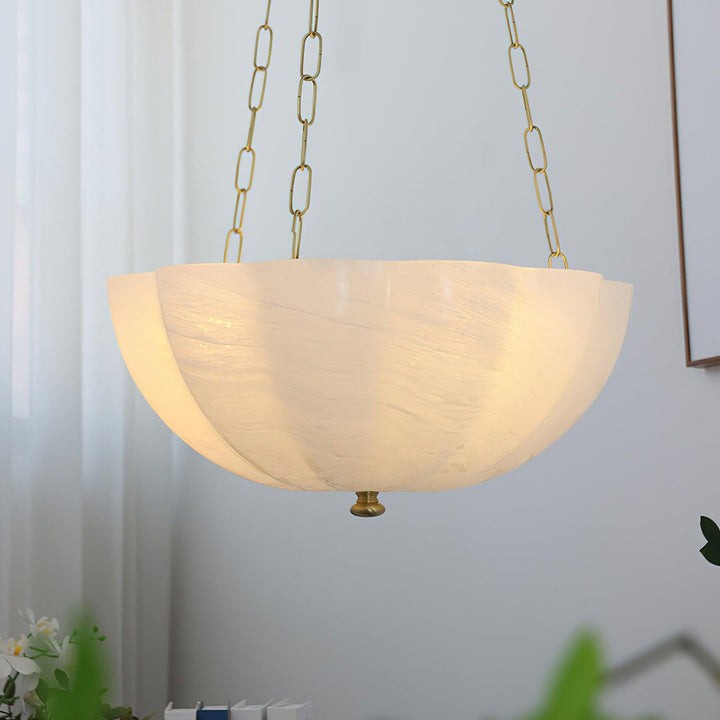Art Deco Gold Iron & Glass 3-Light Chandelier