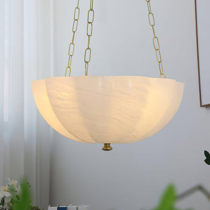 Art Deco Gold Iron & Glass 3-Light Chandelier