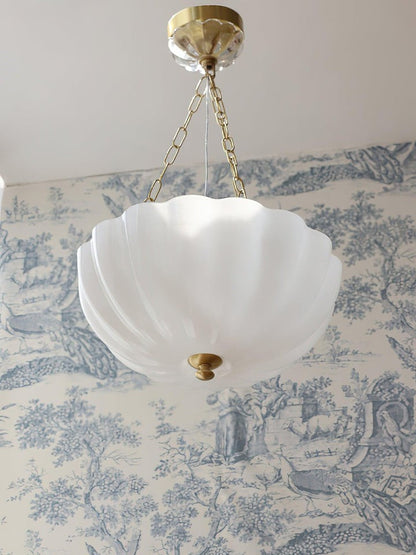 Art Deco Gold Iron & Glass 3-Light Chandelier