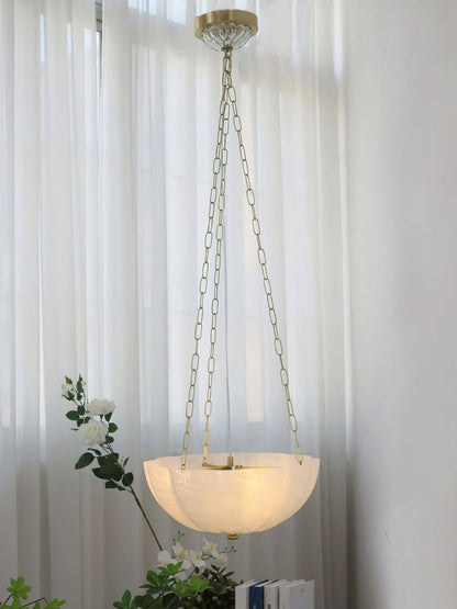Art Deco Gold Iron & Glass 3-Light Chandelier