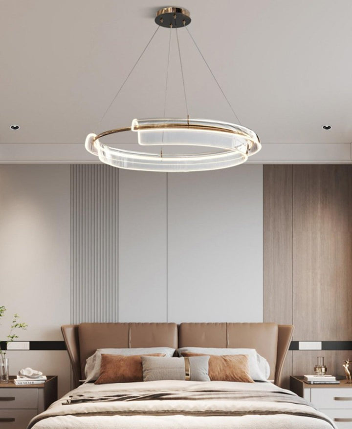 Art Glass LED Chandelier with Gold Finish – Multiple Sizes