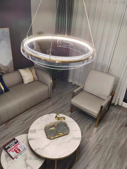 Art Glass LED Chandelier with Gold Finish – Multiple Sizes