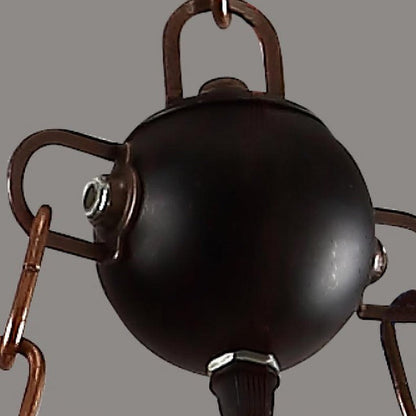 Artisanal 8-Light Wood & Glass Retro Chandelier