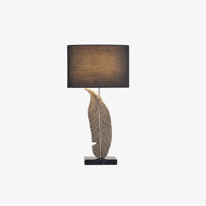 Black Marble and Gold Accent Table Lamp with Fabric Shade