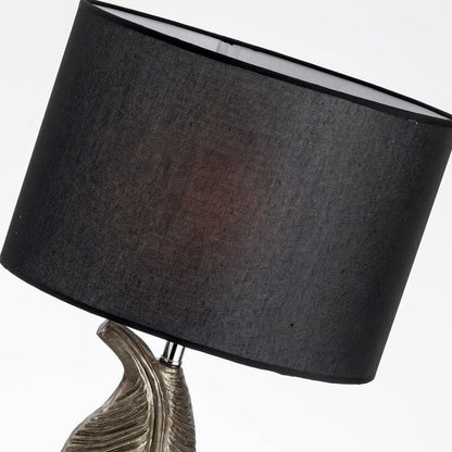 Black Marble and Gold Accent Table Lamp with Fabric Shade