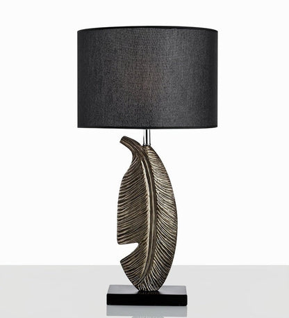 Black Marble and Gold Accent Table Lamp with Fabric Shade