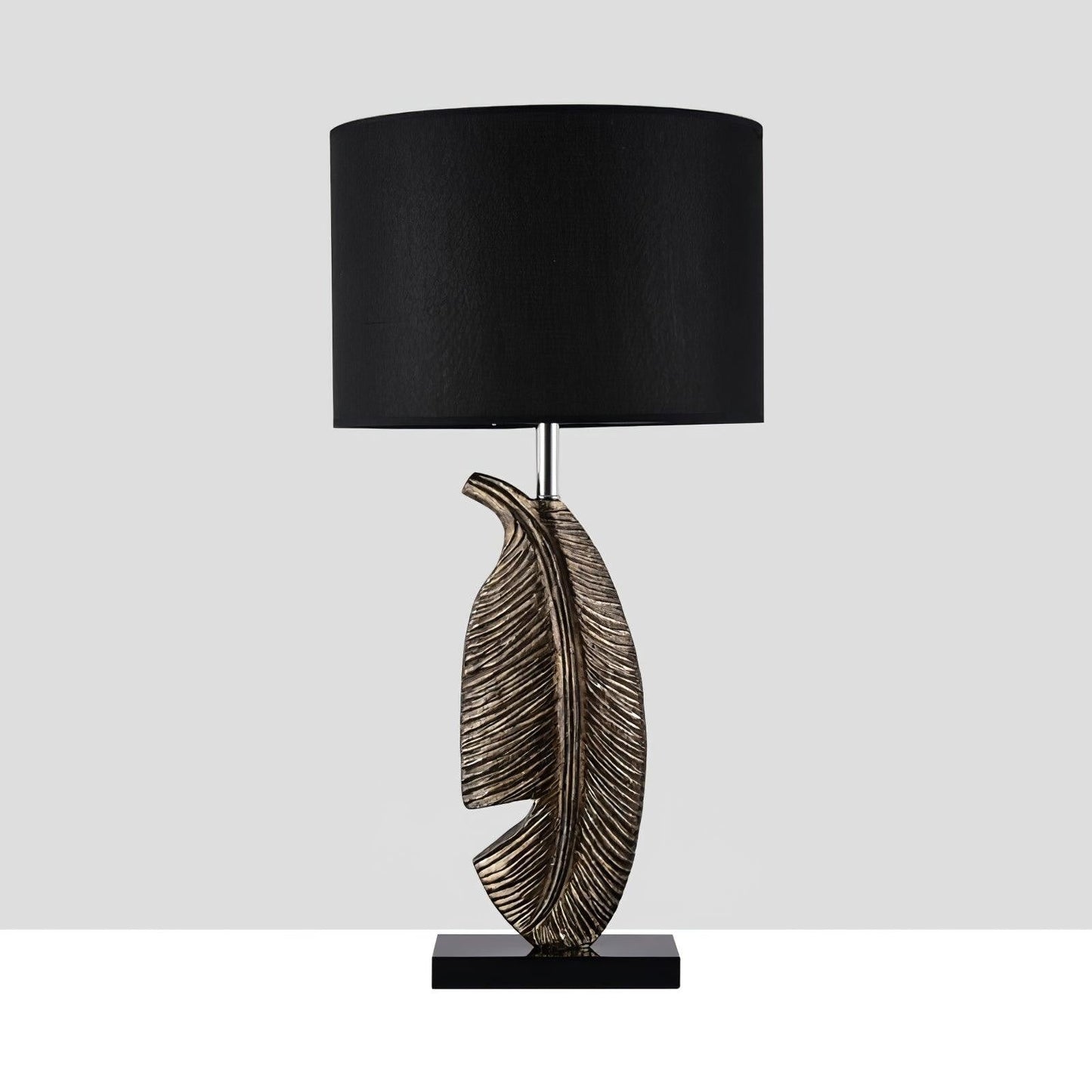 Black Marble and Gold Accent Table Lamp with Fabric Shade