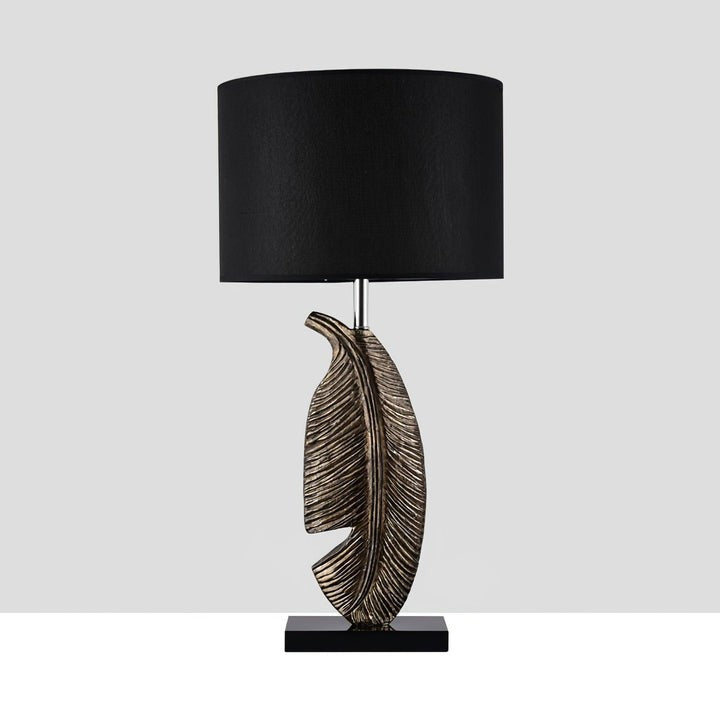 Black Marble and Gold Accent Table Lamp with Fabric Shade