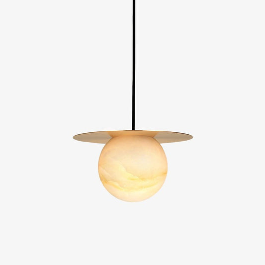 Brass & Alabaster Globe Pendant Light