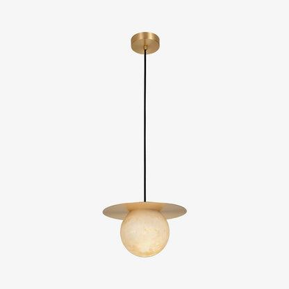 Brass & Alabaster Globe Pendant Light