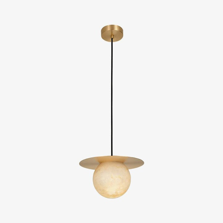 Brass & Alabaster Globe Pendant Light