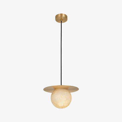 Brass & Alabaster Globe Pendant Light