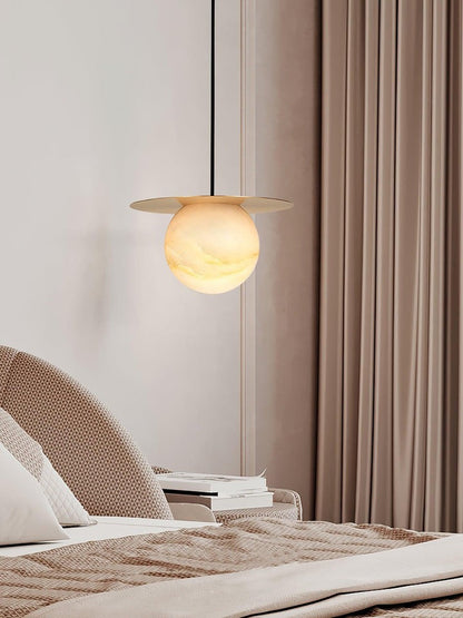 Brass & Alabaster Globe Pendant Light