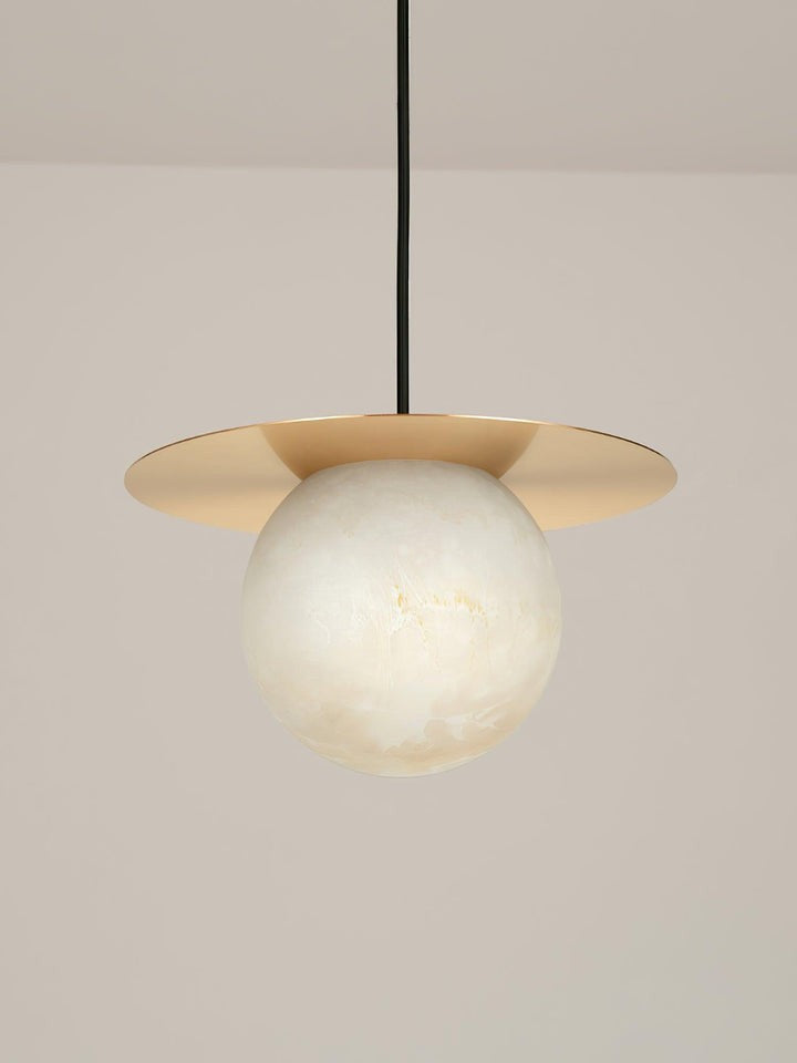 Brass & Alabaster Globe Pendant Light