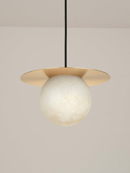 Brass & Alabaster Globe Pendant Light