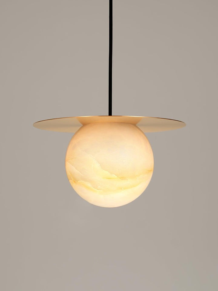 Brass & Alabaster Globe Pendant Light