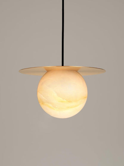 Brass & Alabaster Globe Pendant Light