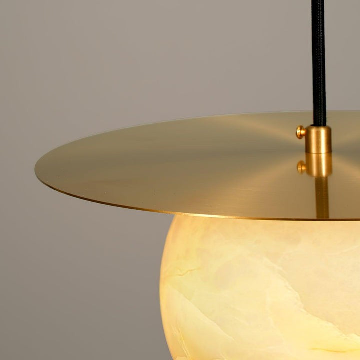 Brass & Alabaster Globe Pendant Light
