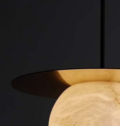 Brass & Alabaster Globe Pendant Light