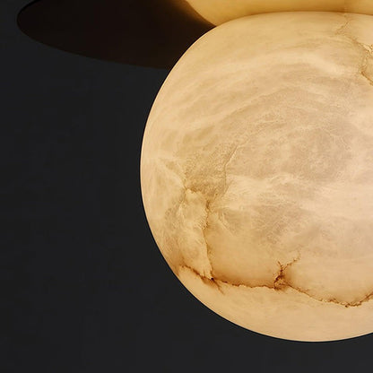 Brass & Alabaster Globe Pendant Light