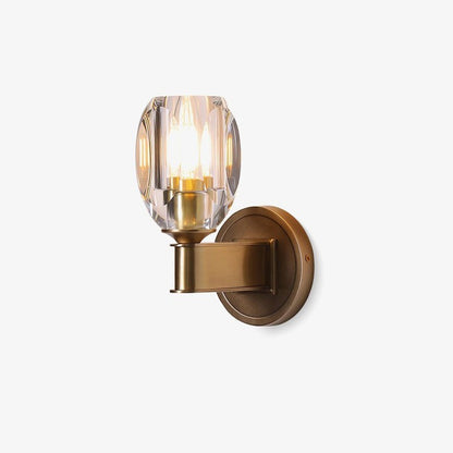 Brass &amp; Crystal Diamond Wall Sconce