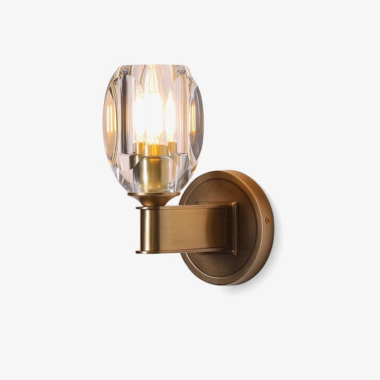 Brass &amp; Crystal Diamond Wall Sconce