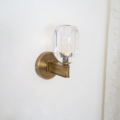 Brass &amp; Crystal Diamond Wall Sconce