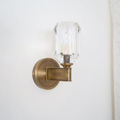 Brass &amp; Crystal Diamond Wall Sconce