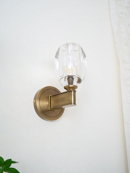 Brass &amp; Crystal Diamond Wall Sconce
