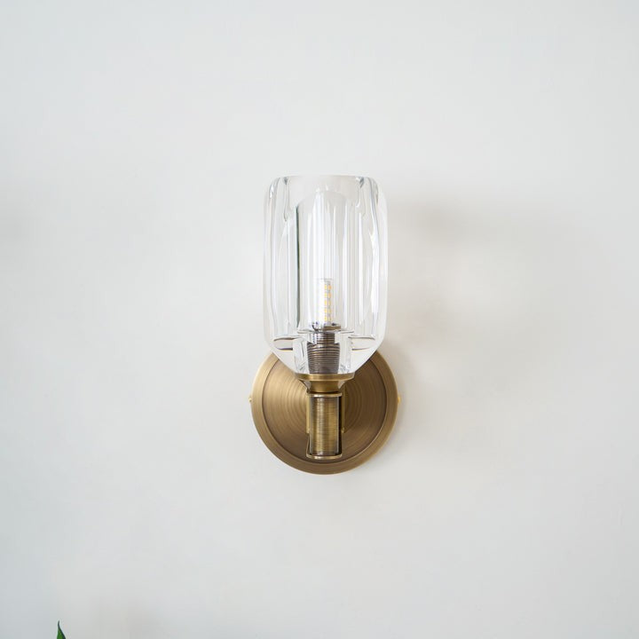 Brass &amp; Crystal Diamond Wall Sconce