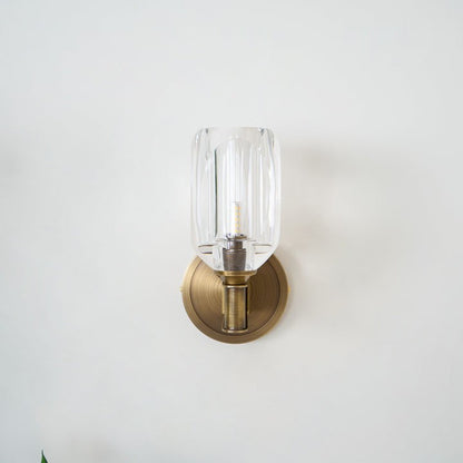 Brass &amp; Crystal Diamond Wall Sconce