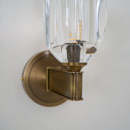 Brass &amp; Crystal Diamond Wall Sconce
