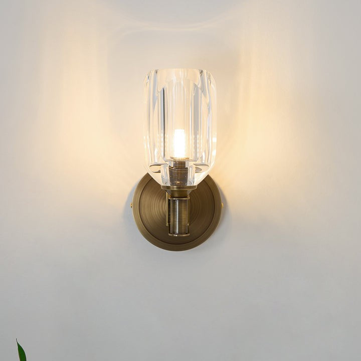 Brass &amp; Crystal Diamond Wall Sconce