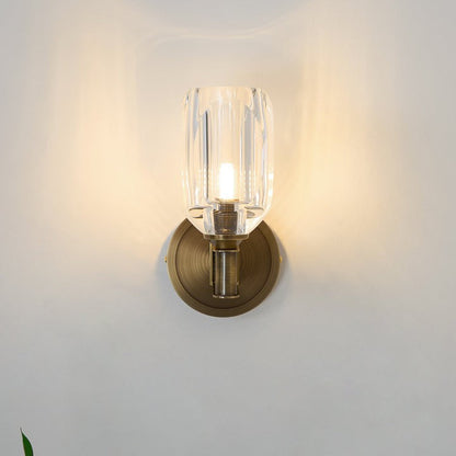 Brass &amp; Crystal Diamond Wall Sconce