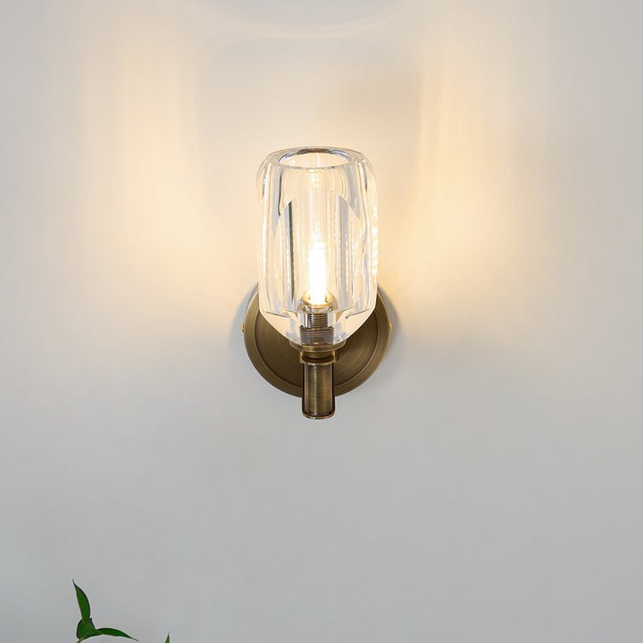 Brass &amp; Crystal Diamond Wall Sconce