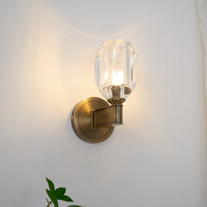 Brass &amp; Crystal Diamond Wall Sconce