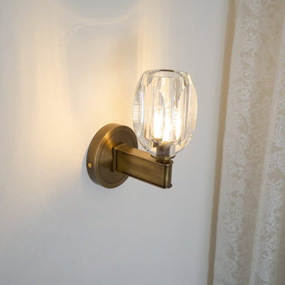 Brass &amp; Crystal Diamond Wall Sconce