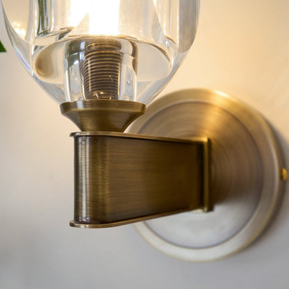 Brass &amp; Crystal Diamond Wall Sconce