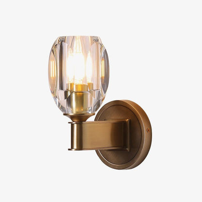 Brass &amp; Crystal Diamond Wall Sconce