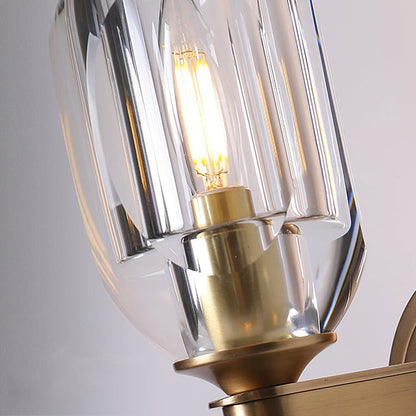 Brass &amp; Crystal Diamond Wall Sconce