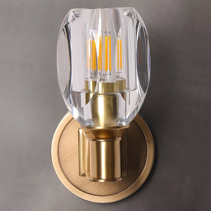 Brass &amp; Crystal Diamond Wall Sconce
