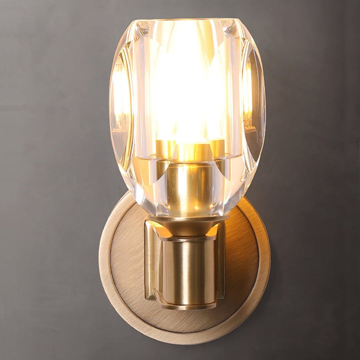 Brass &amp; Crystal Diamond Wall Sconce