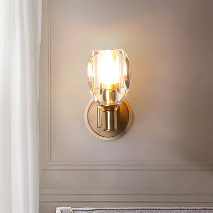 Brass &amp; Crystal Diamond Wall Sconce