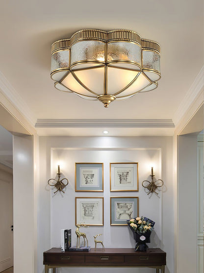 Brass Domed Flush Mount Ceiling Light Fixture