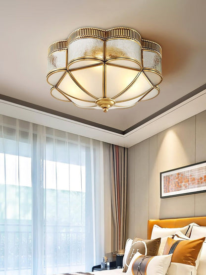Brass Domed Flush Mount Ceiling Light Fixture